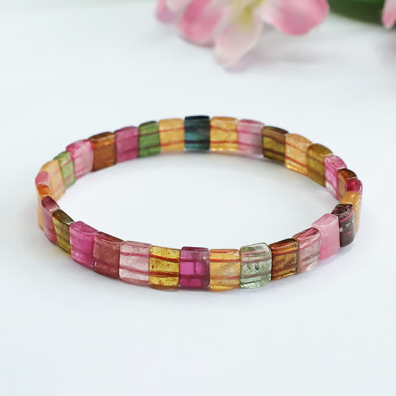 Olivenorma Natural Tourmaline Square Beads Beaded Bracelet - image 4