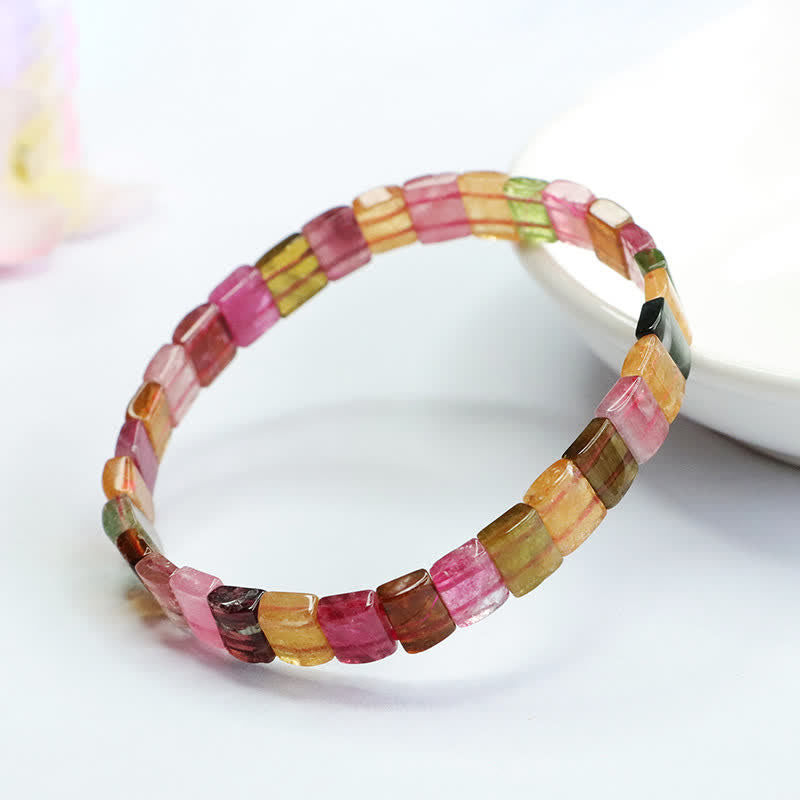 Olivenorma Natural Tourmaline Square Beads Beaded Bracelet - image 1