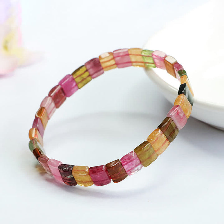 Olivenorma Natural Tourmaline Square Beads Beaded Bracelet - image 1