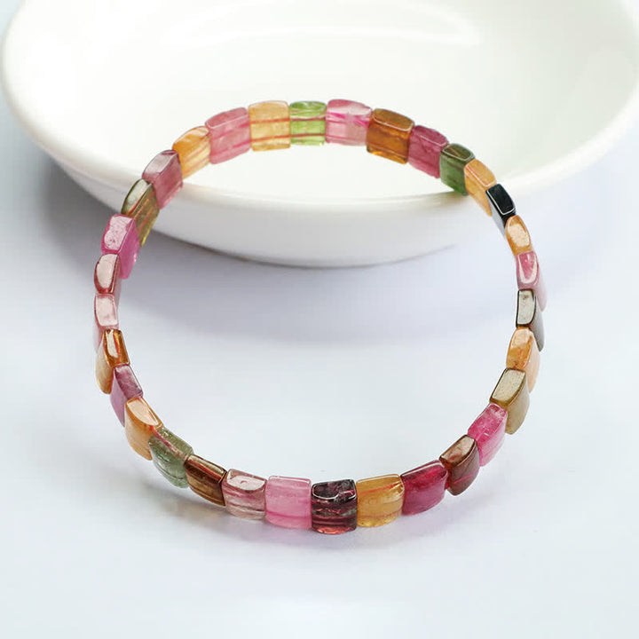 Olivenorma Natural Tourmaline Square Beads Beaded Bracelet - image 3