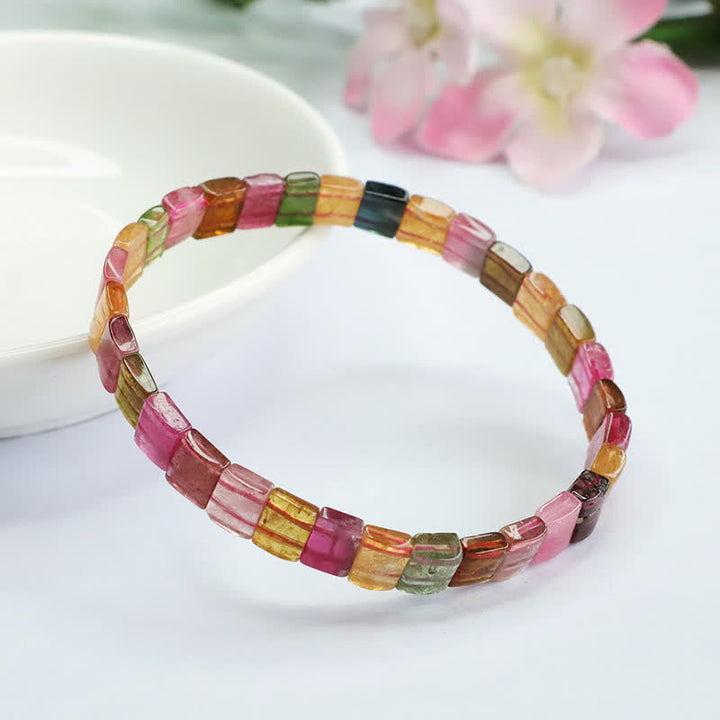 Olivenorma Natural Tourmaline Square Beads Beaded Bracelet - image 5