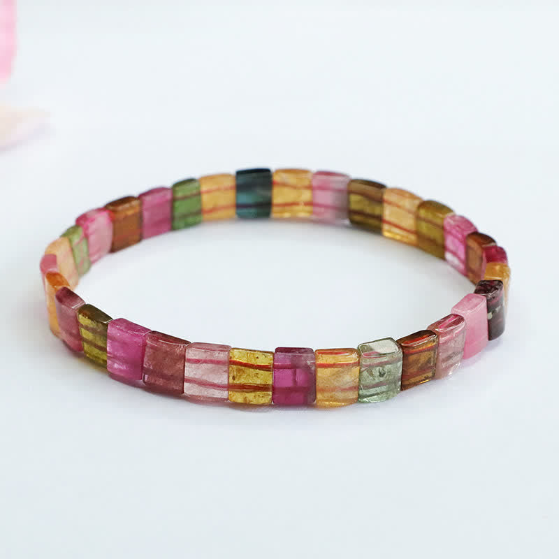 Olivenorma Natural Tourmaline Square Beads Beaded Bracelet - image 2