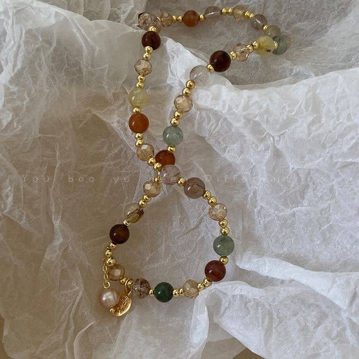 Olivenorma Natural Crystal Beads Freshwater Pearl Double Bracelet - image 4