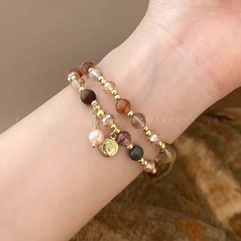 Olivenorma Natural Crystal Beads Freshwater Pearl Double Bracelet - image 1