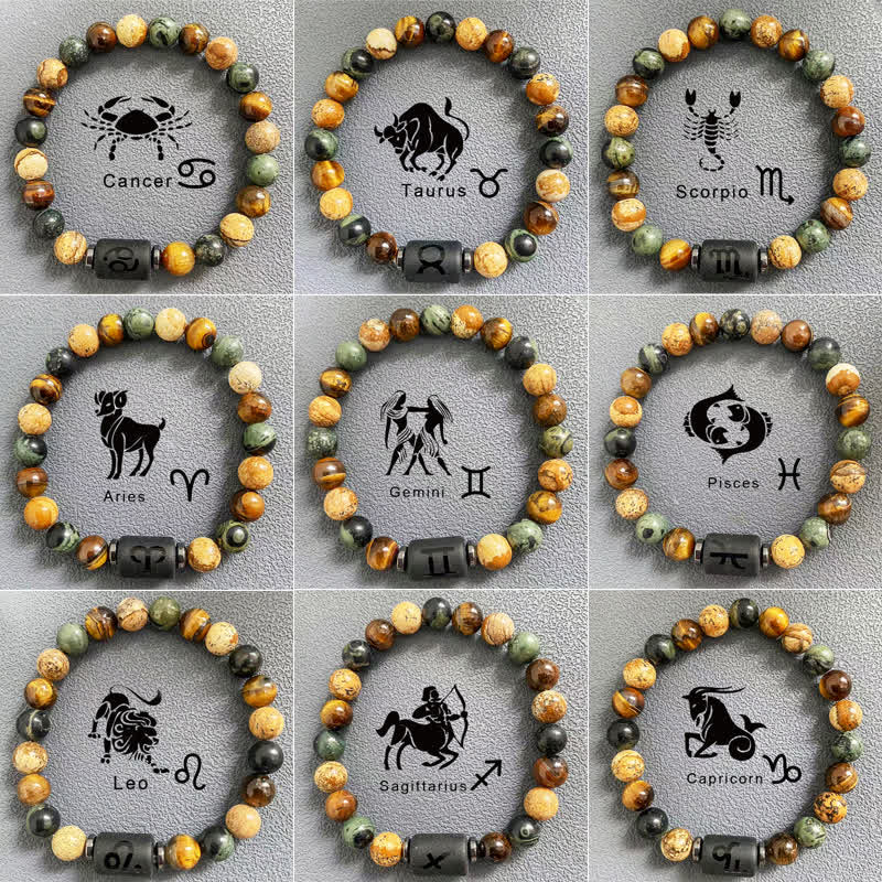 FREE Today: 12 Constellations Natural Jasper Divine Personalization Zodiac Beaded Bracelet - image 0