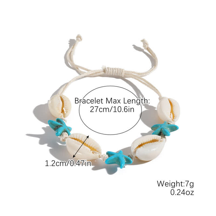 Olivenorma White Turquoise Starfish Turtle Pendant Beach Bracelet - Turquoise Starfish & White Shell - image 10