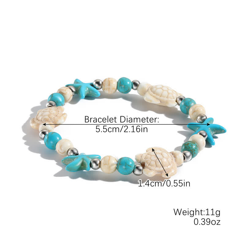 Olivenorma White Turquoise Starfish Turtle Pendant Beach Bracelet - Turquoise Starfish & White Turquoise Turtle - image 13