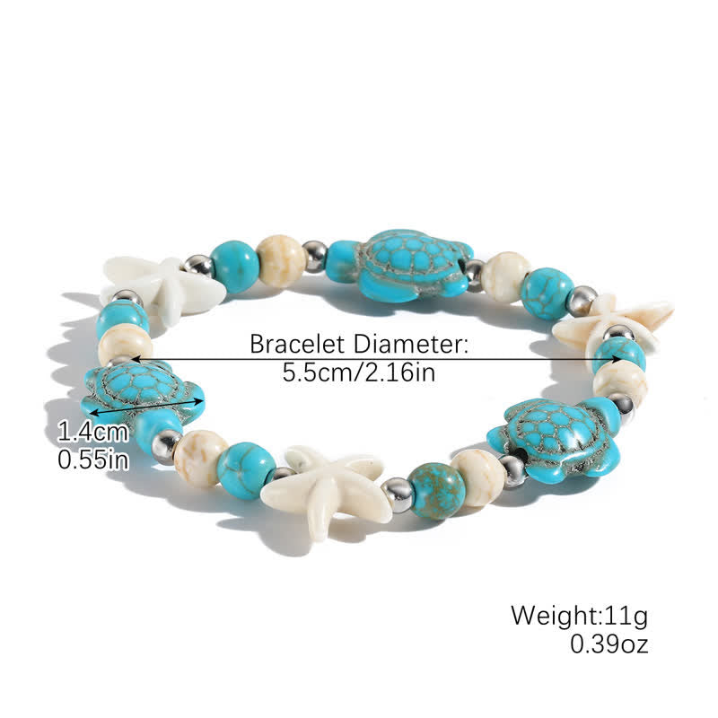 Olivenorma White Turquoise Starfish Turtle Pendant Beach Bracelet - White Turquoise Starfish & Turquoise Turtle - image 16