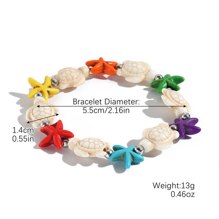 Olivenorma White Turquoise Starfish Turtle Pendant Beach Bracelet - Colored Starfish & White Turquoise Turtle - image 19