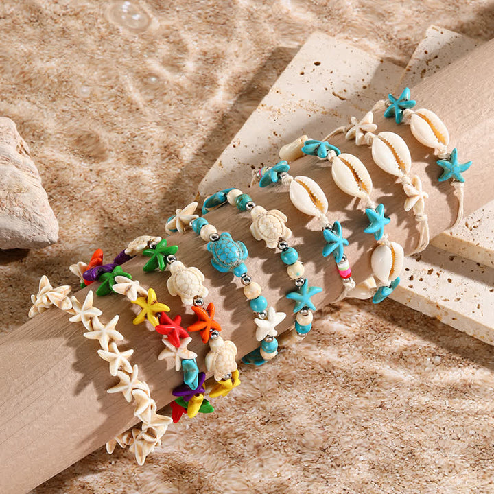 Olivenorma White Turquoise Starfish Turtle Pendant Beach Bracelet - image 0
