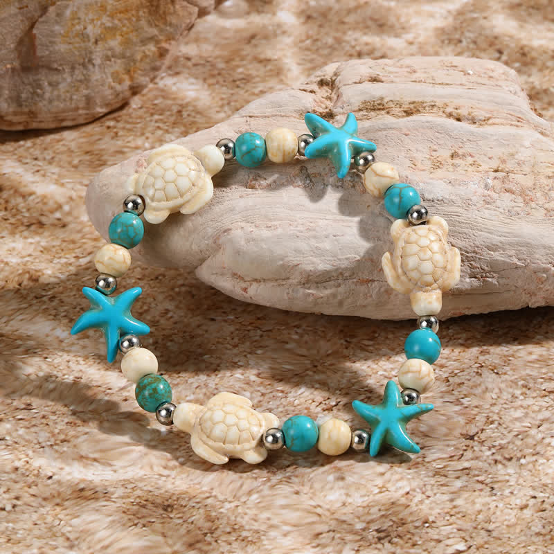 Olivenorma White Turquoise Starfish Turtle Pendant Beach Bracelet - image 14