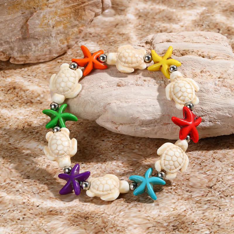 Olivenorma White Turquoise Starfish Turtle Pendant Beach Bracelet - image 20