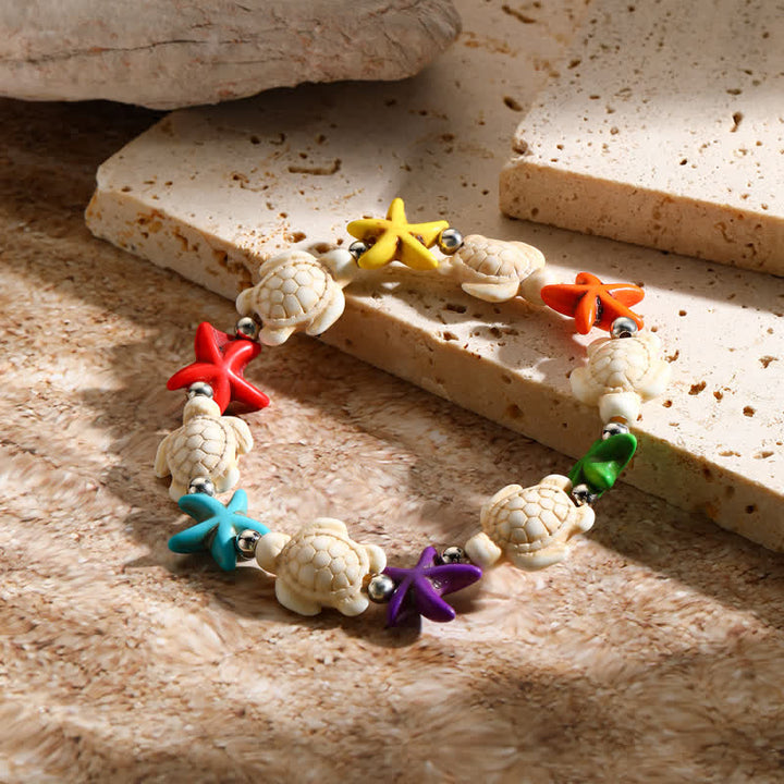 Olivenorma White Turquoise Starfish Turtle Pendant Beach Bracelet - image 21