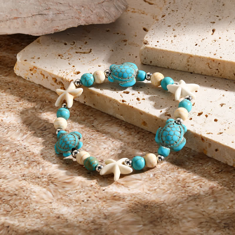 Olivenorma White Turquoise Starfish Turtle Pendant Beach Bracelet - image 18