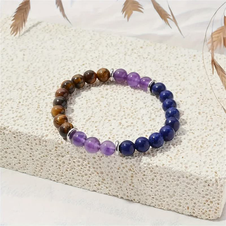 Olivenorma Amethyst Lapis Lazuli Tiger Eye Beaded Bracelet - image 1
