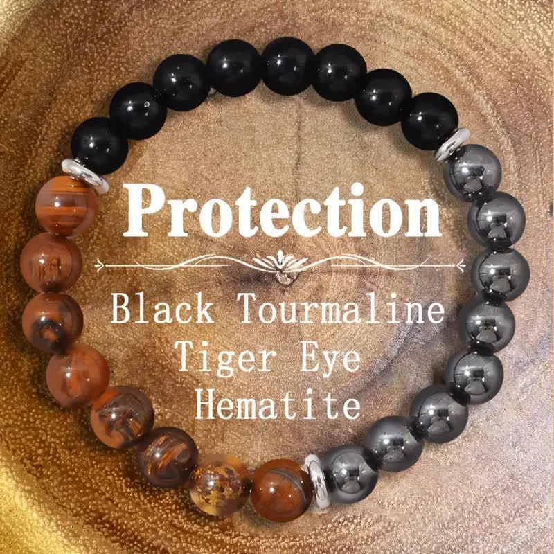 Olivenorma "Protection" Black Onyx Hematite Tiger Eye Beads Bracelet - Black Onyx&Hematite&Tiger Eye - image 0
