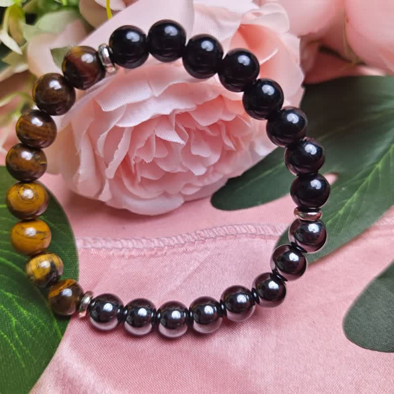 Olivenorma "Protection" Black Onyx Hematite Tiger Eye Beads Bracelet - image 1