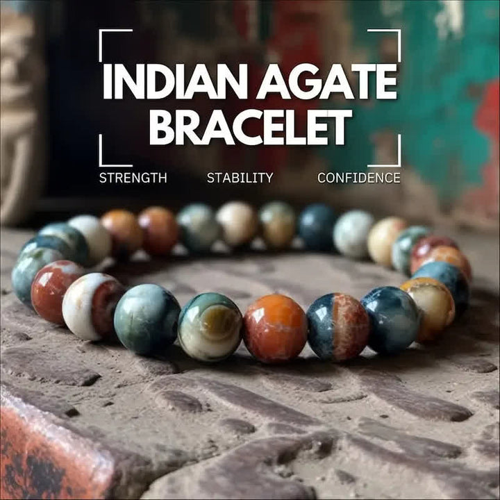 Olivenorma 8mm India Agate Beads Bracelet - India Agate - image 0