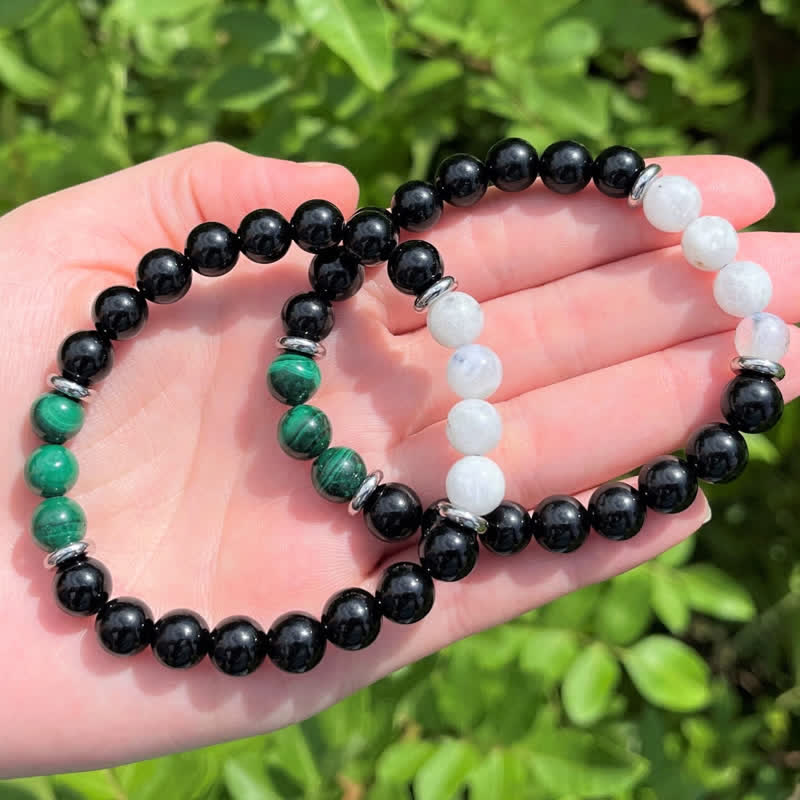Olivenorma Obsidian Malachite Moonstone Beads Bracelet - image 0