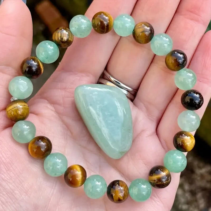Olivenorma 8mm Green Aventurine Tiger Eye Beads Bracelet - Green Aventurine&Tiger Eye - image 0