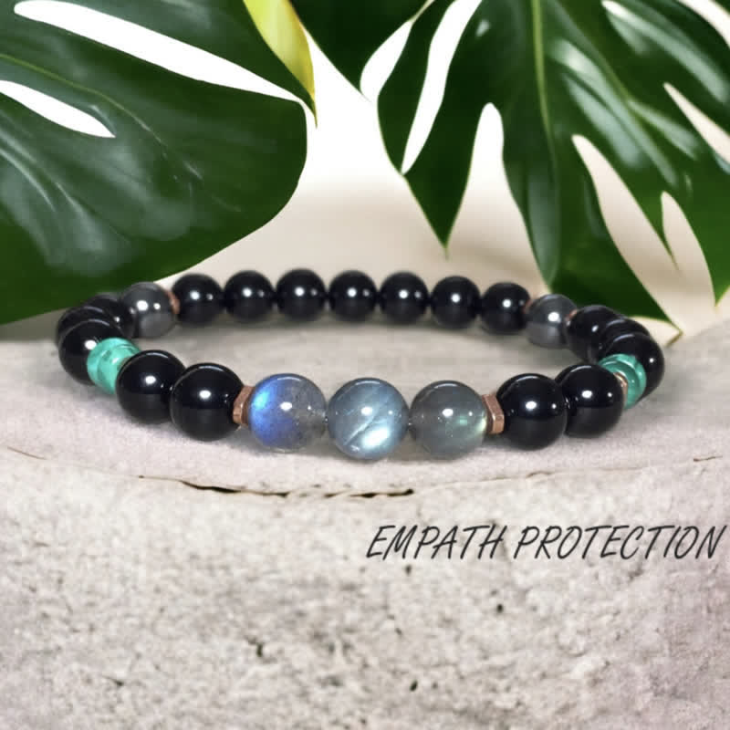 Olivenorma 8mm Obsidian Labradorite Turquoise Beads Bracelet - image 5