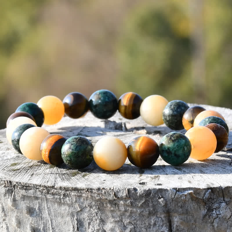 Olivenorma Sun Stone African Turquoise Tiger Eye Beads Bracelet - image 1