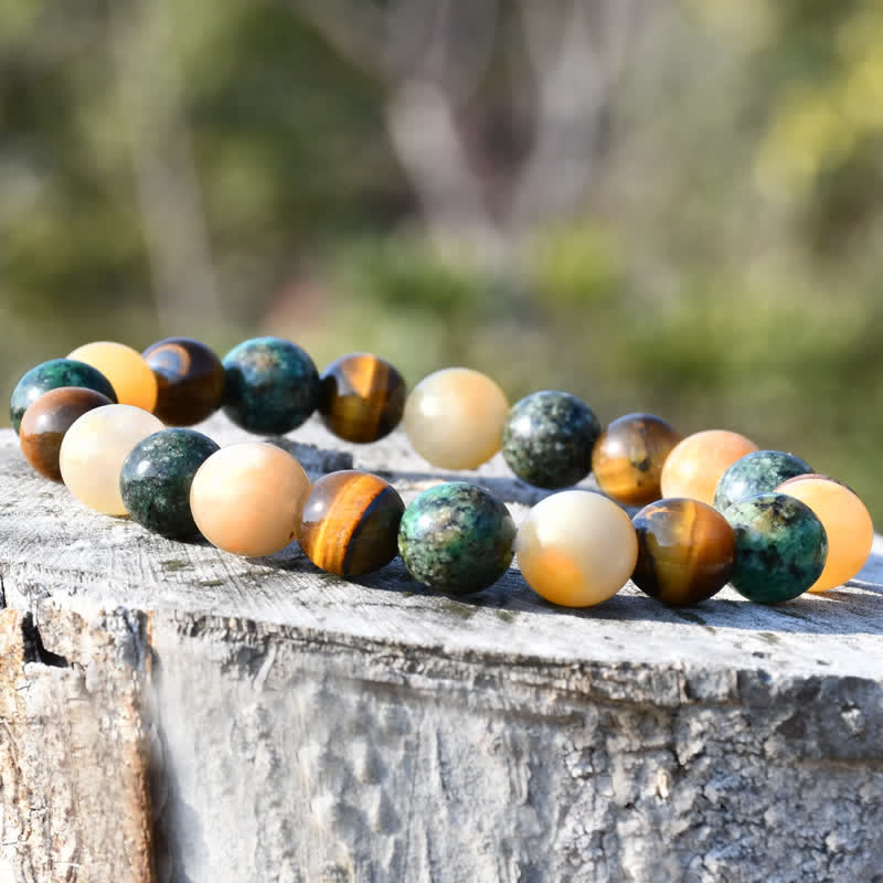 Olivenorma Sun Stone African Turquoise Tiger Eye Beads Bracelet - image 4