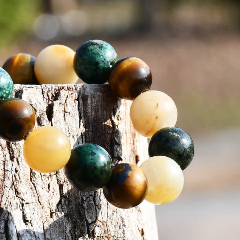Olivenorma Sun Stone African Turquoise Tiger Eye Beads Bracelet - image 2