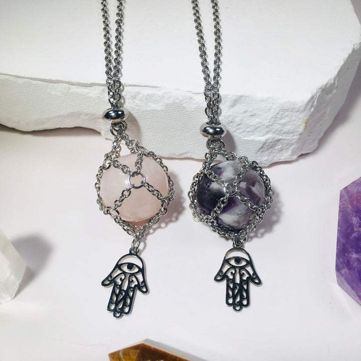 Olivenorma Hamsa Crystal Holder Sphere Necklace Crystal Pouch - image 0