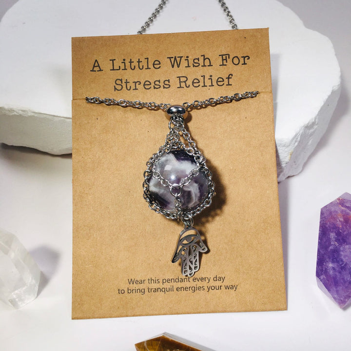 Olivenorma Hamsa Crystal Holder Sphere Necklace Crystal Pouch - Amethyst - image 5