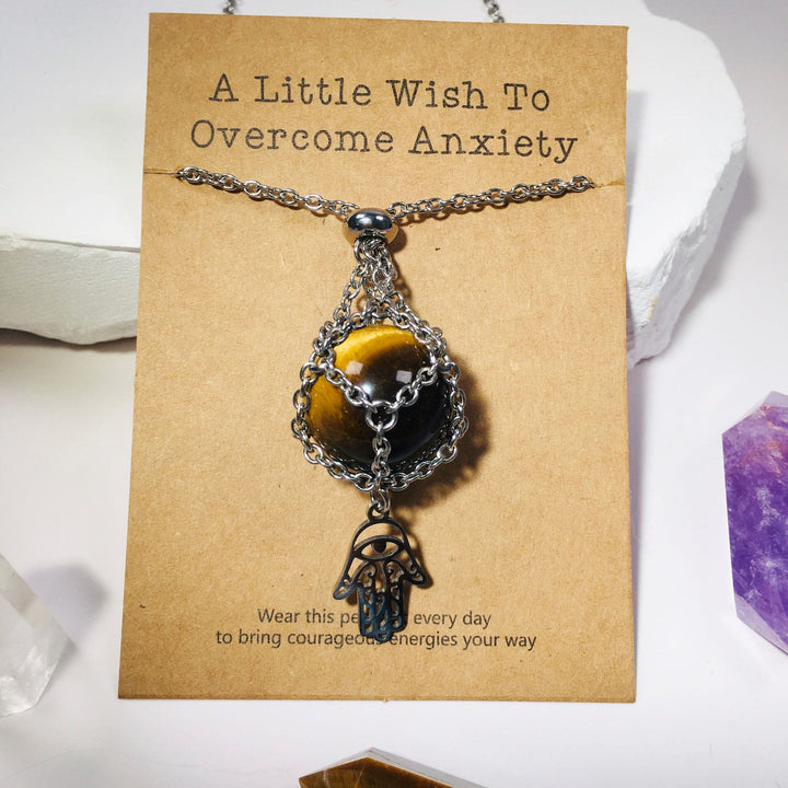 Olivenorma Hamsa Crystal Holder Sphere Necklace Crystal Pouch - Tiger Eye - image 1