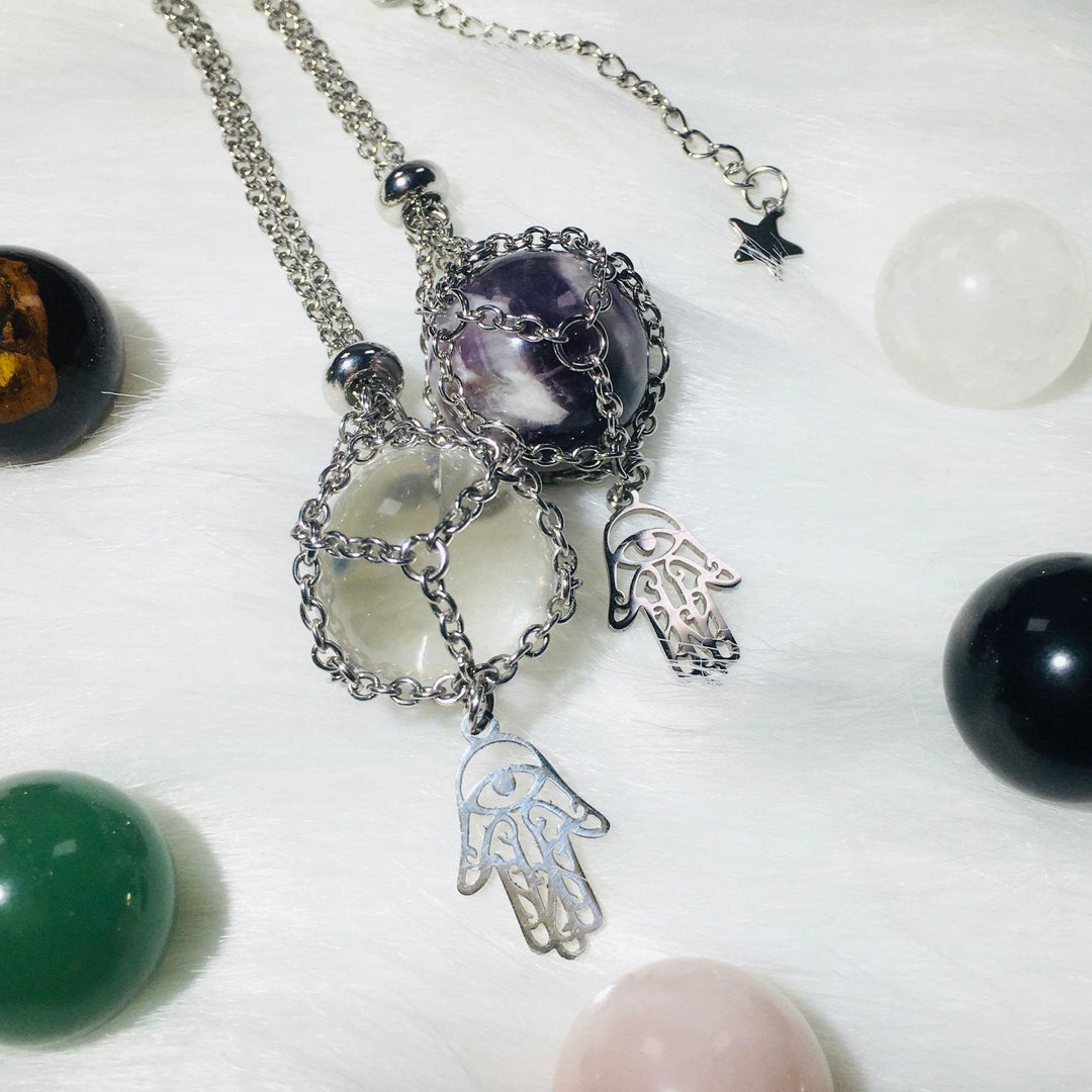 Olivenorma Hamsa Crystal Holder Sphere Necklace Crystal Pouch - image 15
