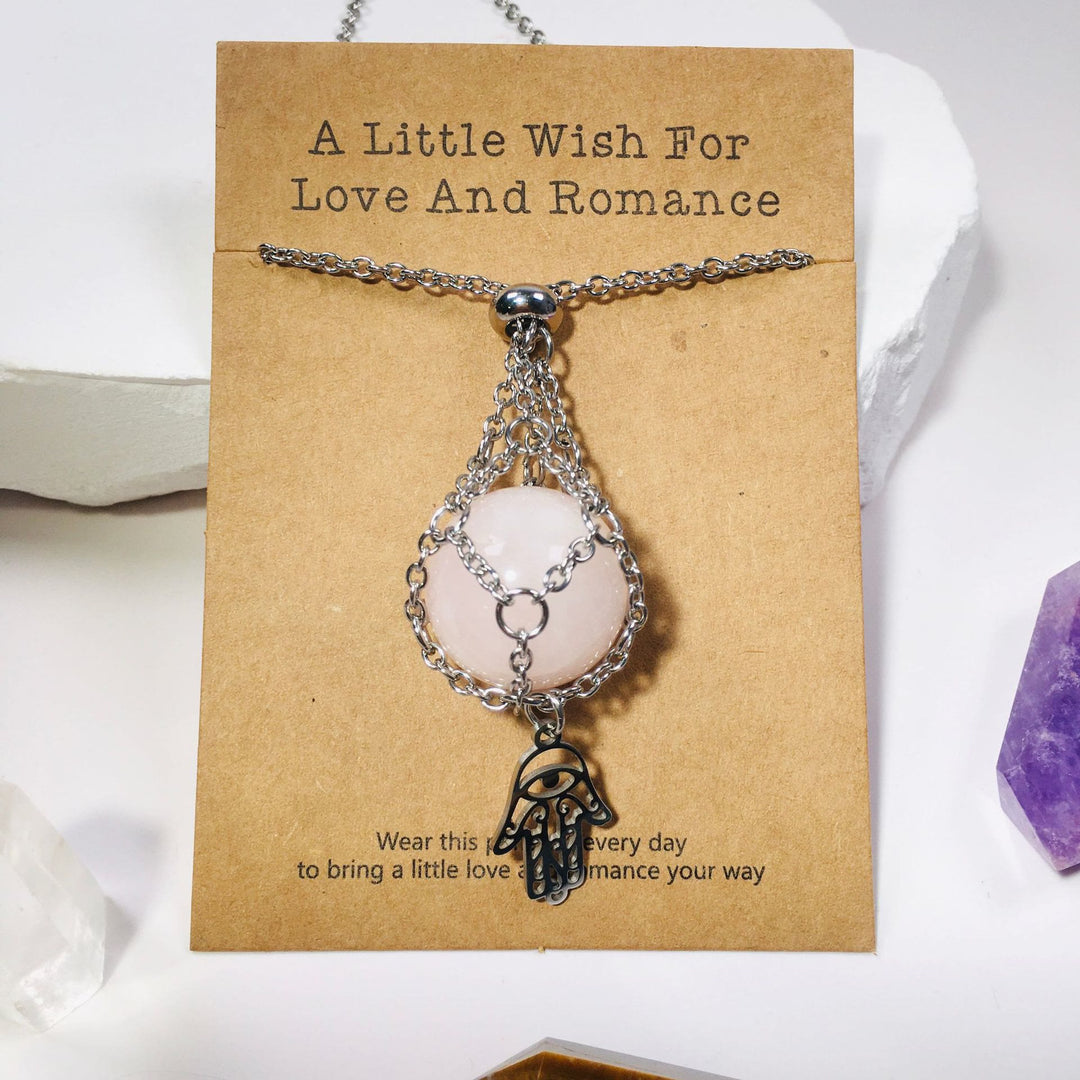 Olivenorma Hamsa Crystal Holder Sphere Necklace Crystal Pouch - Rose Quartz - image 11