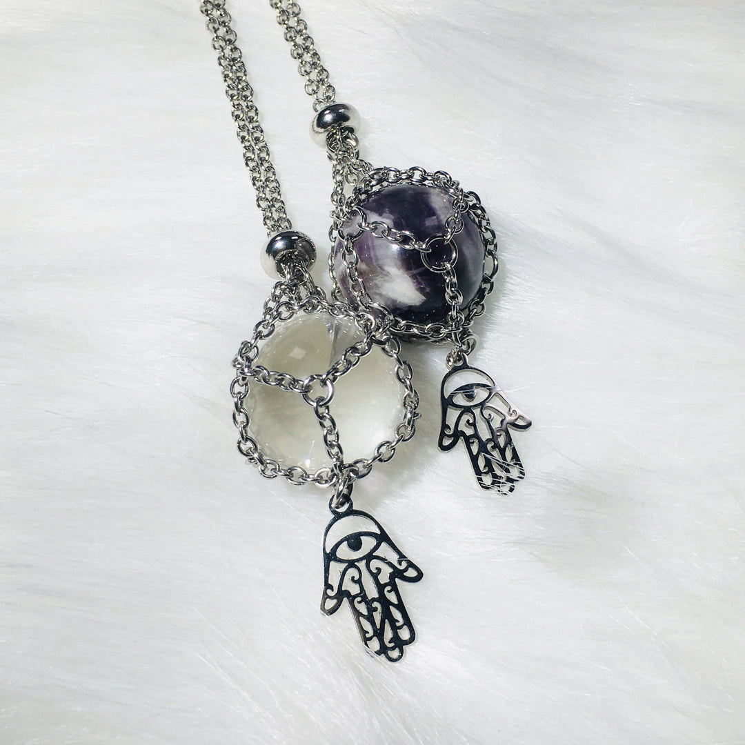 Olivenorma Hamsa Crystal Holder Sphere Necklace Crystal Pouch - image 14