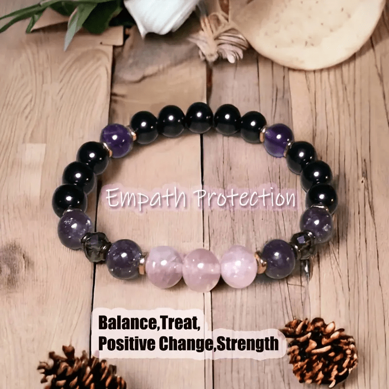 Olivenorma 8mm Rose Quartz Obsidian Amethyst Beads Bracelet - image 3