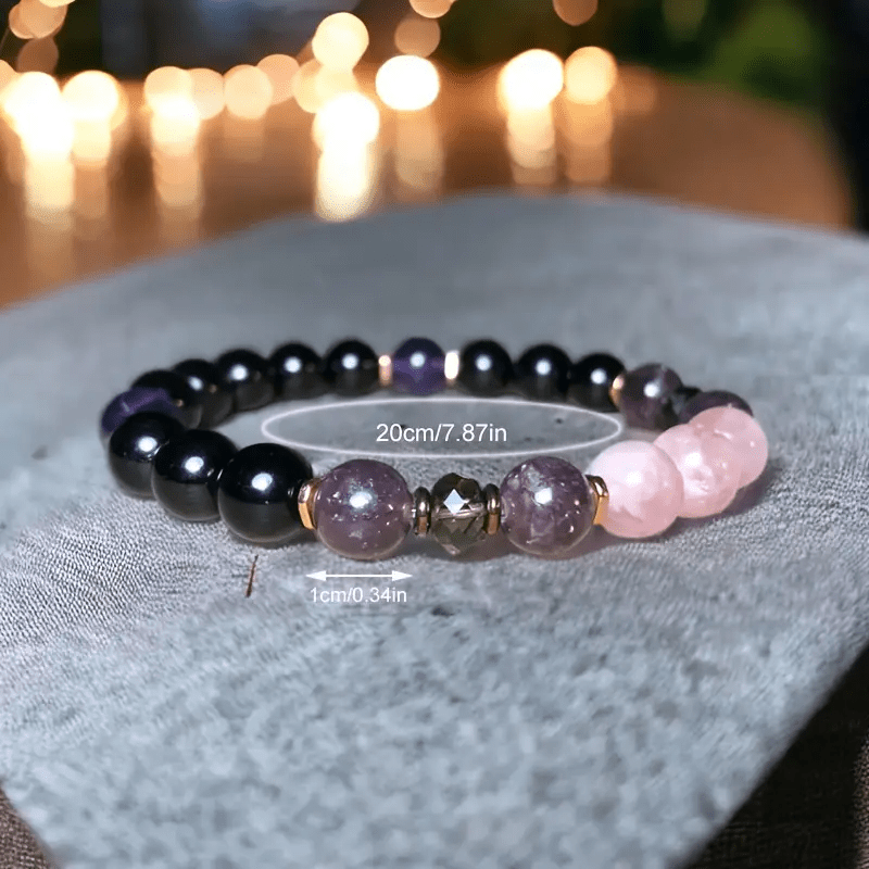 Olivenorma 8mm Rose Quartz Obsidian Amethyst Beads Bracelet - image 4