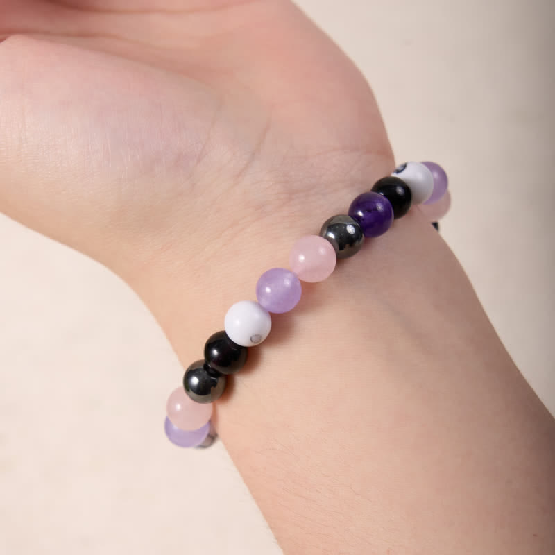 Olivenorma Rose Quartz Amethyst Obsidian Hematite Beads Bracelet - image 1