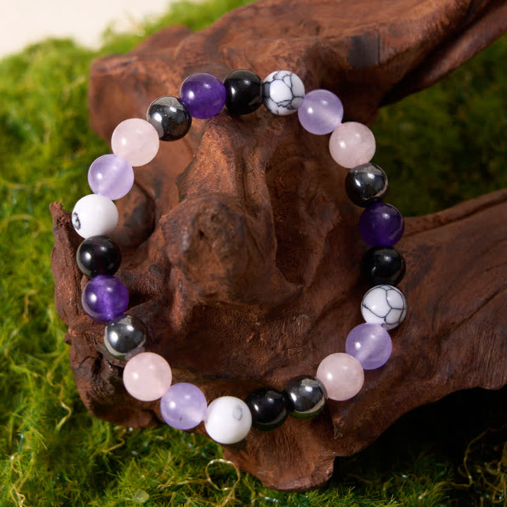 Olivenorma Rose Quartz Amethyst Obsidian Hematite Beads Bracelet - image 3