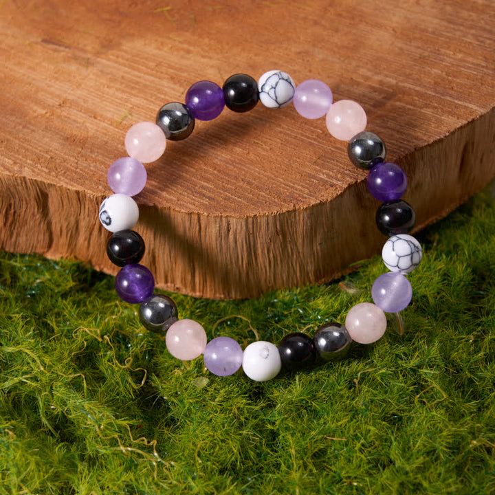 Olivenorma Rose Quartz Amethyst Obsidian Hematite Beads Bracelet - Natural Crystal - image 0