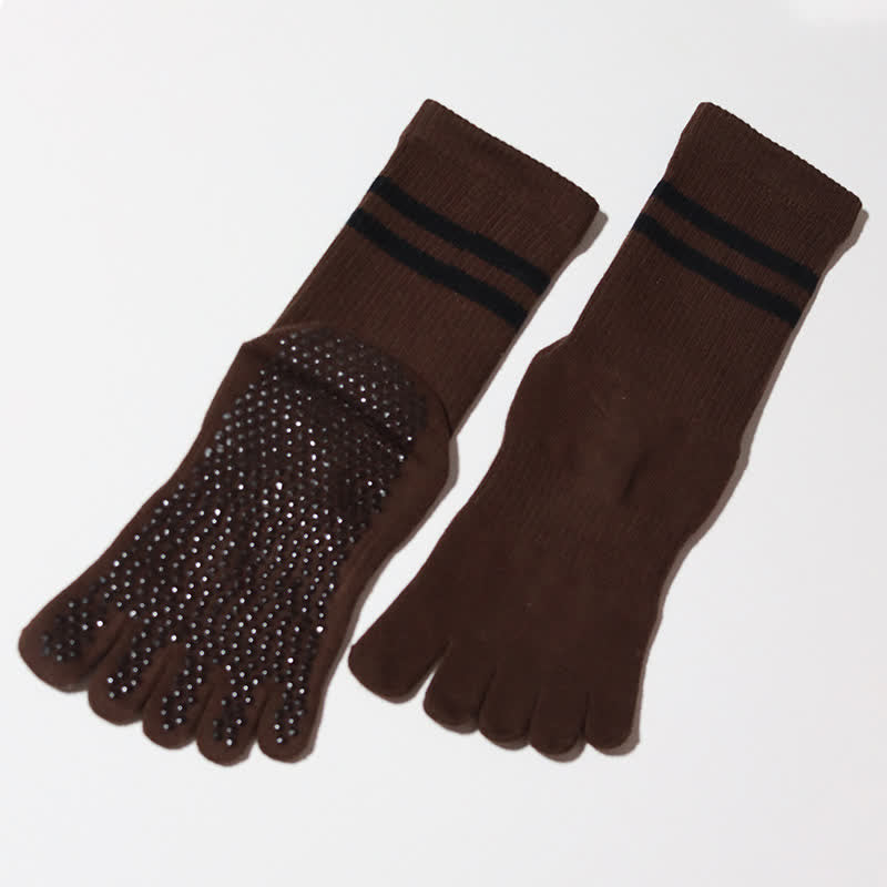 Olivenorma Pilates Anti-Slip Grip Socks Barre Training & Studio Stability Breathable Workout Yoga Socks - Coffee - 10 Pairs - image 13