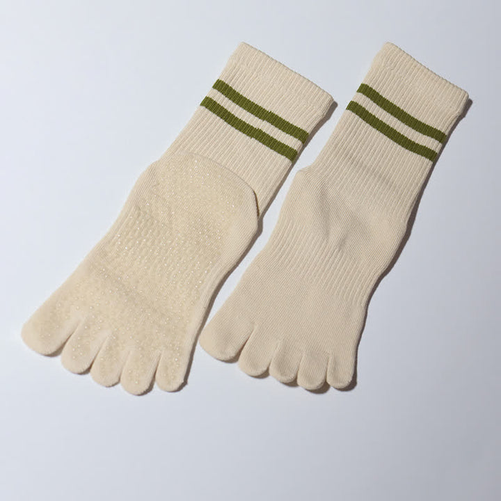 Olivenorma Pilates Anti-Slip Grip Socks Barre Training & Studio Stability Breathable Workout Yoga Socks - Beige - 10 Pairs - image 11