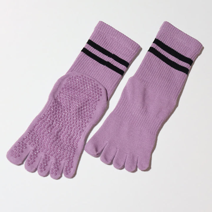 Olivenorma Pilates Anti-Slip Grip Socks Barre Training & Studio Stability Breathable Workout Yoga Socks - Purple - 10 Pairs - image 8