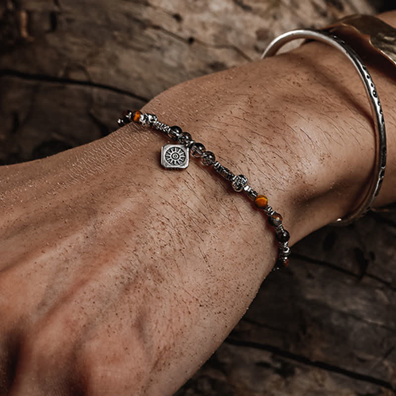 Olivenorma Black Quartz Rutilated Tiger Eye Beaded Bracelet - image 2