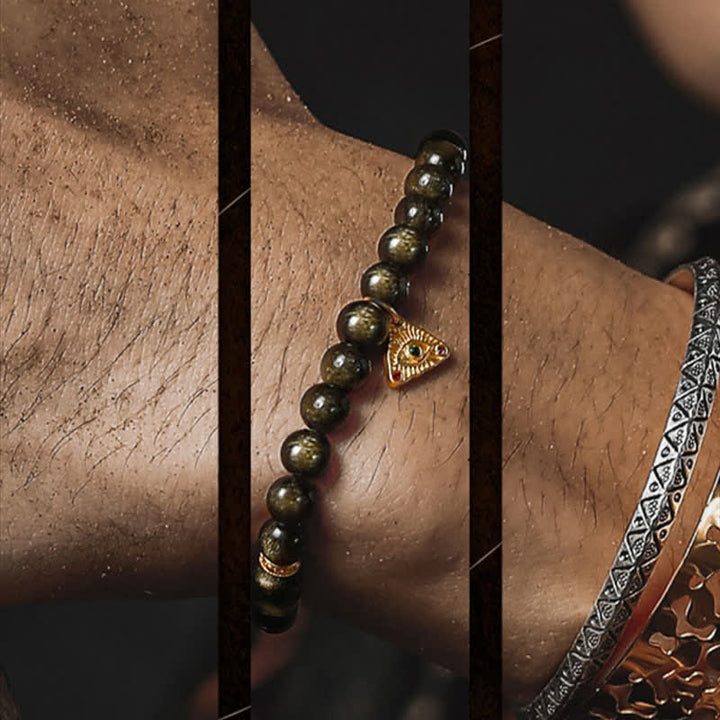 Olivenorma "Evil Eye" Natural Golden Obsidian Beaded Bracelet - image 3