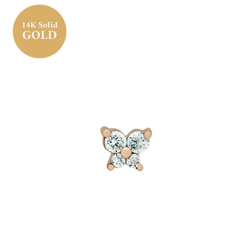 Olivenorma12 Birthstone Butterfly Shape Earrings - March-Aquamarine - image 3