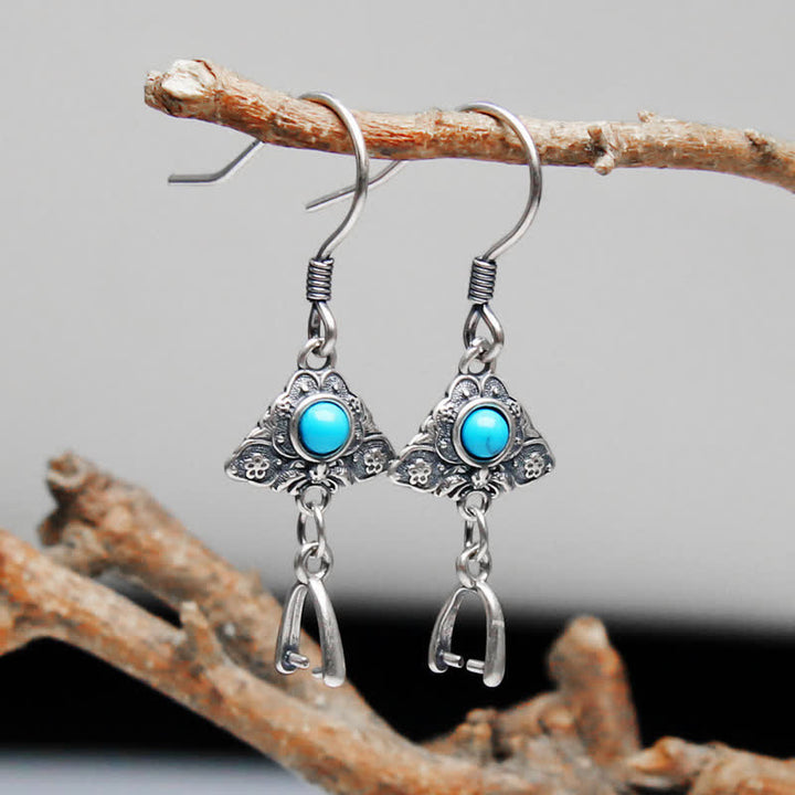 Olivenorma 925 Silver Ethnic Style Butterfly Pendant Earrings - Turquoise - image 0