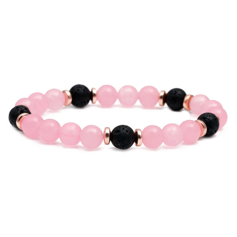 Olivenorma Lava Stone Rose Pink Quartz Beaded Bracelet - Lava Stone & Rose Quartz - image 3