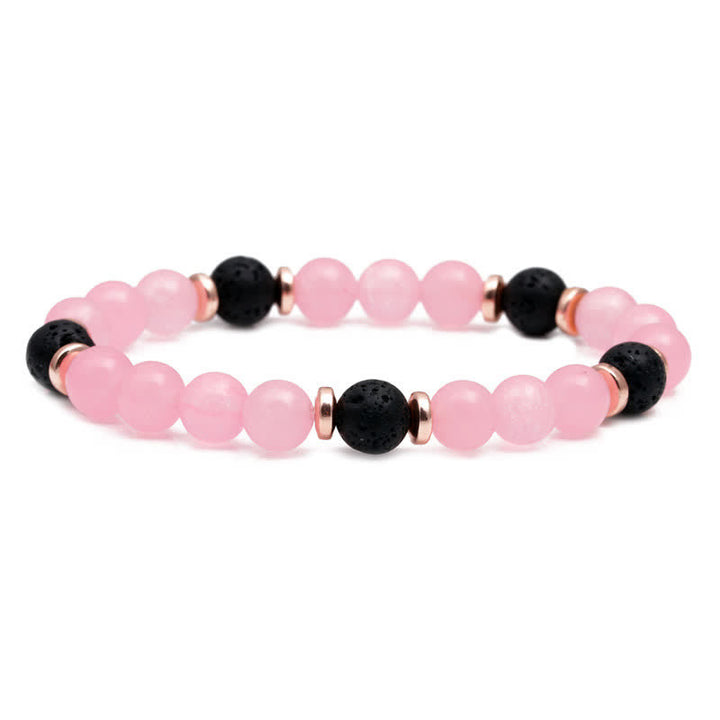 Olivenorma Lava Stone Rose Pink Quartz Beaded Bracelet - Lava Stone & Rose Quartz - image 3