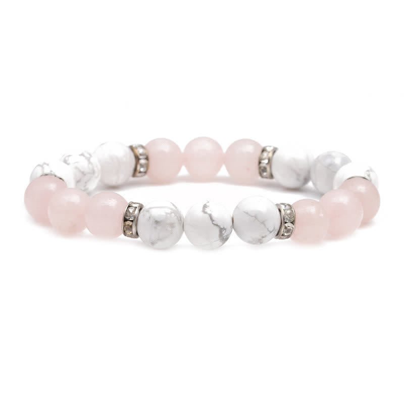 Olivenorma Lava Stone Rose Pink Quartz Beaded Bracelet - White Turquoise & Rose Quartz - image 17