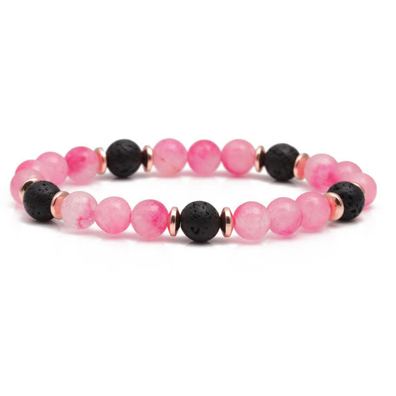 Olivenorma Lava Stone Rose Pink Quartz Beaded Bracelet - Lava Stone & Peach Pink Stone - image 13